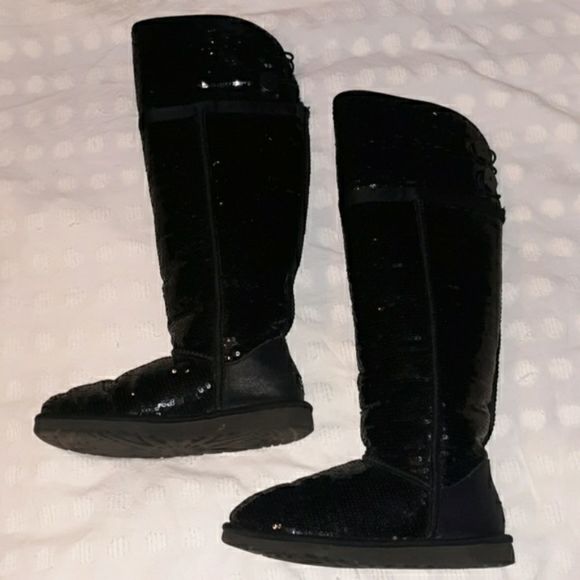 Sequin Ugg Over the‎ Knee Bailey Button Boots 6 - Picture 2 of 8